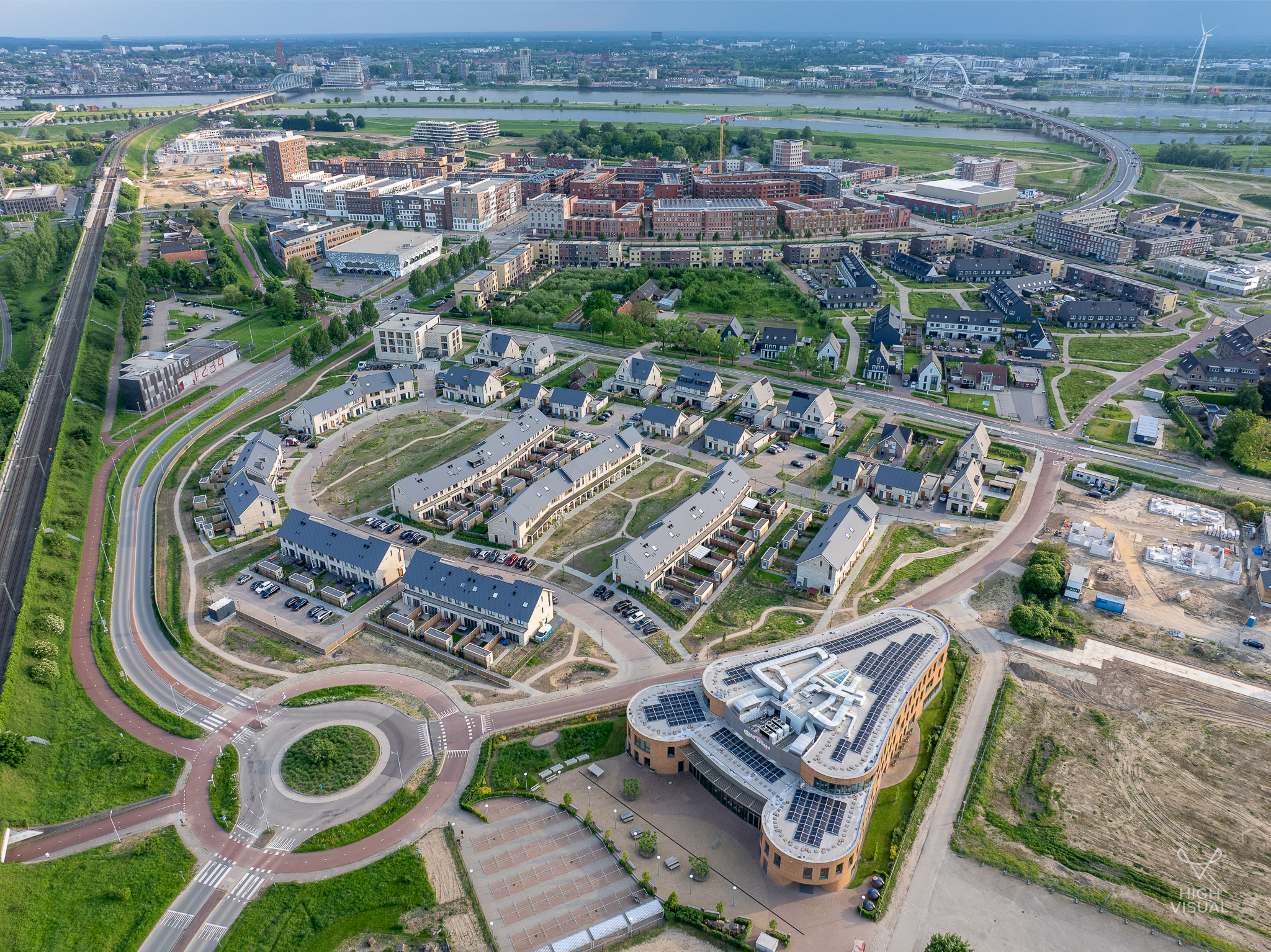 Hart van de Waalsprong - Highvisual drone foto en video content Nijmegen Lent -onderdeel van Kolster Ontwerp - Nijmegen - Lent